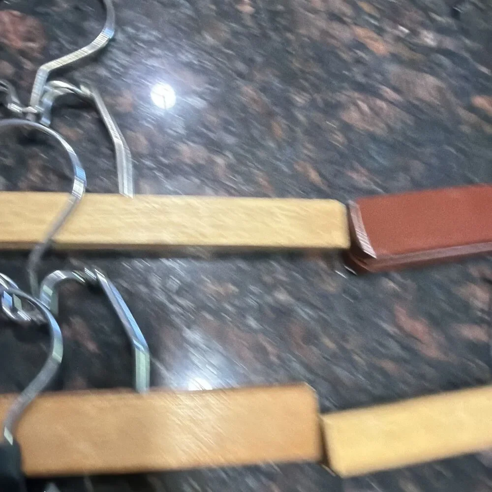 8 Vintage Wooden Clothes Hangers with Clips Multi Size 9